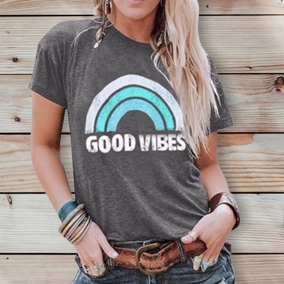 Tops - NEW! ‘Good Vibes’  Rainbow, Vintage Tee